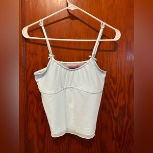 Edikted blue mesh tank top bow strap detail